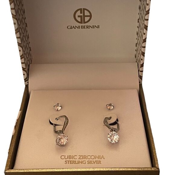 NWT Giani Bernini sterling silver cubic zirconia drop and stud earrings - Picture 6 of 11